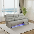 thumbnail image 4 of Breathing Leather Recliner Couch Set, Power Reclining Sofa Set Leather Sofa with Built in USB Port for Living Room(Light Grey) (Loveseat), 4 of 5