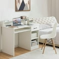 thumbnail image 2 of Giantex  Computer Desk, Home Office Desk w/Adjustable Shelf & Keyboard Tray, tudy Writing Desk, White, 2 of 9