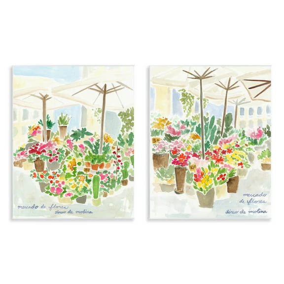 Stupell Industries Outdoor Gardens Patio Scenic & Cityscapes Painting Unframed Art Print Wall Art, 11 x 14, Set of 2