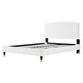 thumbnail image 3 of Platform Bed Frame, Queen Size, White, Velvet, Modern Contemporary, Bedroom Master Guest Suite Room, 3 of 5