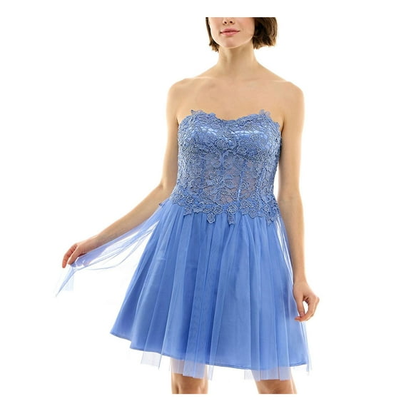 BCX Womens Juniors Lace Mini Fit & Flare Dress