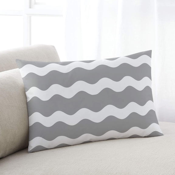 Grey Ripple Throw Pillow Covers, Simple Gray White Waves Aesthetics Soft Breathable Pillow Cases with Invisible Zipper for Sleeping, Toddler Pillowcases for Couch Bed Sofa Chair 12x20 Inches