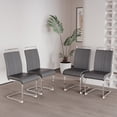 thumbnail image 3 of Modern Dining Chairs,PU Faux Leather High Back Upholstered Side Chair with C-shaped Tube plating Metal Legs for Dining Room Kitchen Vanity Patio Club Guest Office Chair (Set of 4) (Grey+PU Leather), 3 of 9