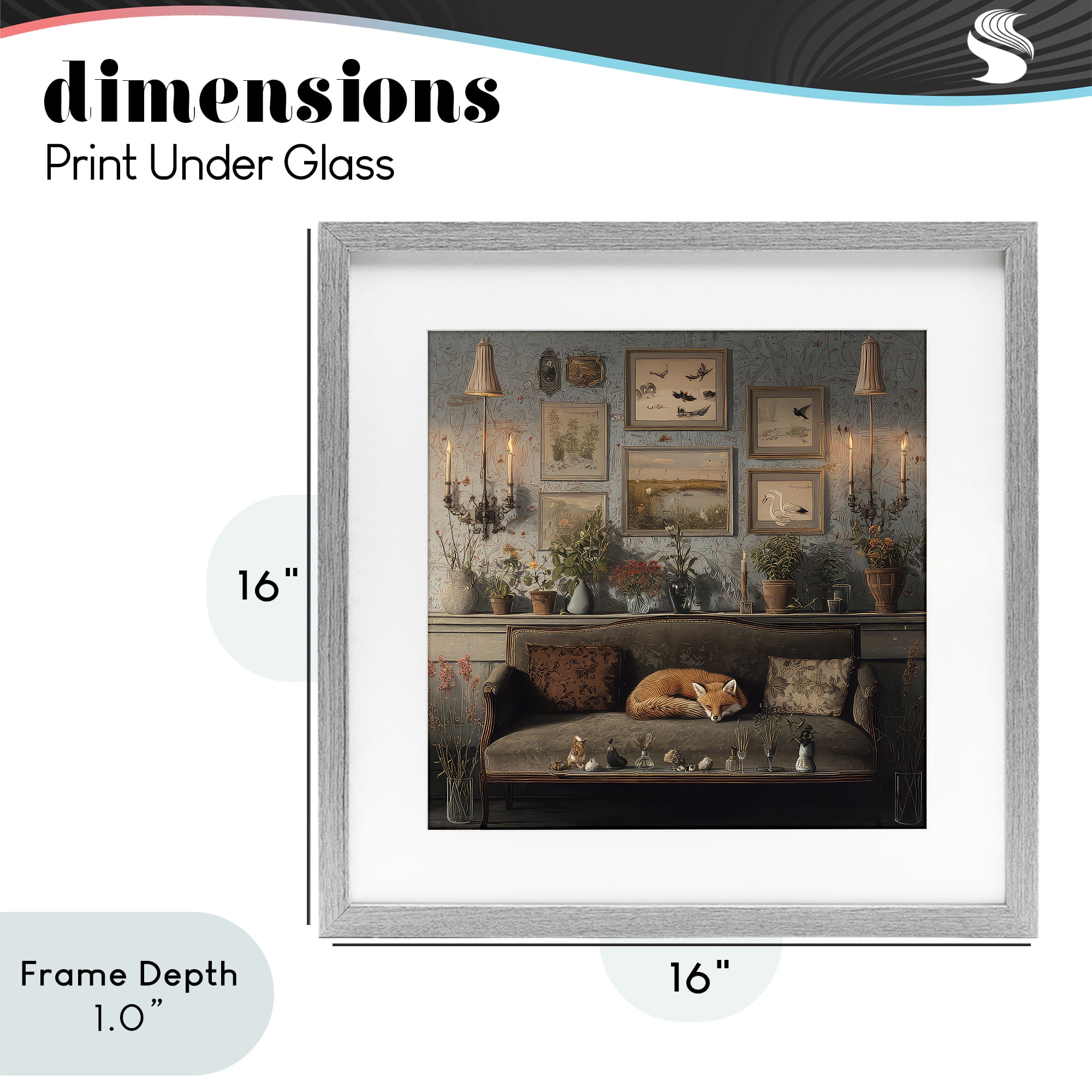 Stupell Industries Fox on Antique Sofa Gray Framed Print Under Glass, design by The Wands Want