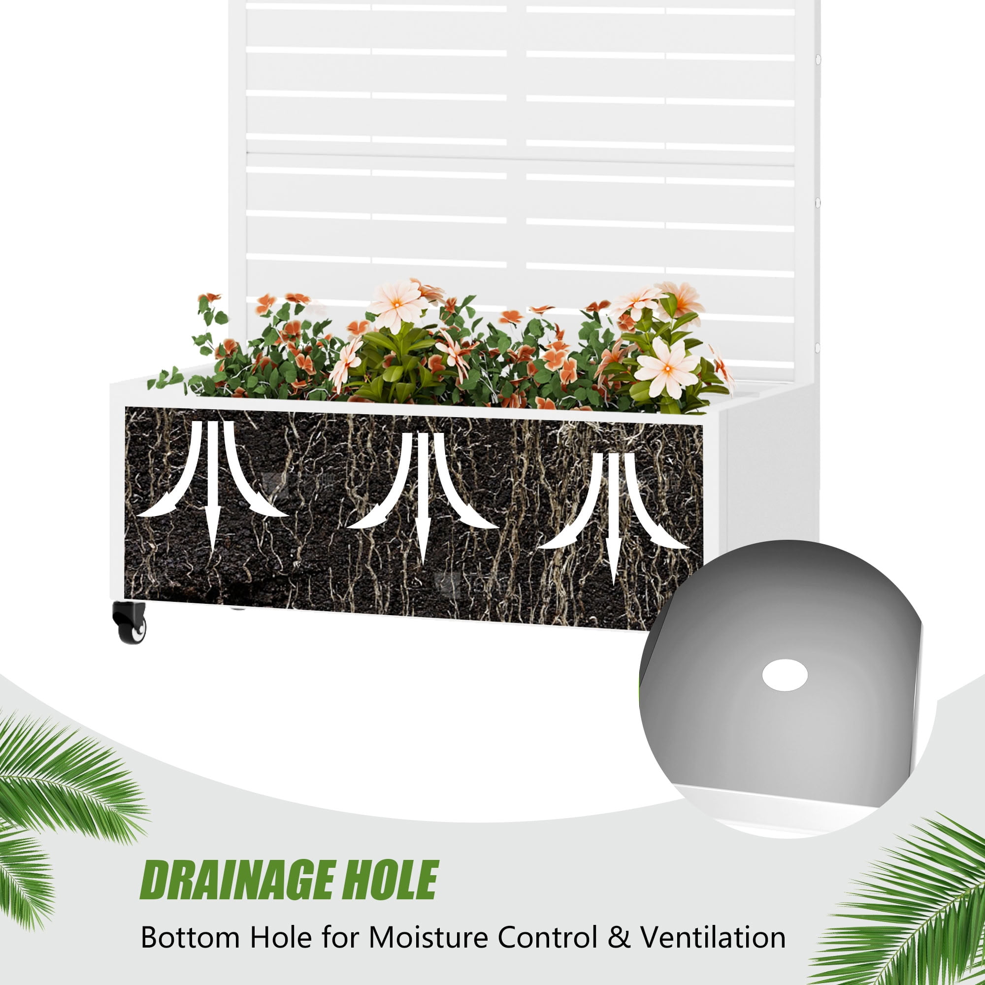 MAYEERTY 72*35in Outdoor Metal Planter Box, Wind Resistant Outdoor Planter, Raised Garden Planter for Patio, Balcony, Backyard