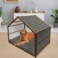 thumbnail image 2 of Geometric Pet House, Trippy Digital Gradient Puzzle Style Futuristic Curved Shapes Multimedia Concept, Outdoor & Indoor Portable Dog Kennel with Pillow and Cover, 5 Sizes, Multicolor, by Ambesonne, 2 of 4