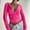Hot Pink, variant on Zip Up Hooded Sweatshirts For Women 2024 Fall Winter Vintage Velvet Thermal Pullover V-Neck Long Sleeve Relaxed Fit Hooded Sweatshirt Tops With Pocket 2024 Hot Pink M