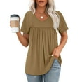 thumbnail image 3 of Scyoekwg Womens Short Sleeve Shirts Comfy Clothes Trendy Ladies Blouses Dressy Casual Womens Going Out Outfits Womens Summer Fashion Loose Short Sleeve Tops, 3 of 8
