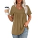 thumbnail image 2 of Ropa de estar por casa,Blusa plisada informal con cuello en V para mujer, manga corta, poliéster, ligera y cómoda, ideal para usar en casa, sopatenor, 2 of 9