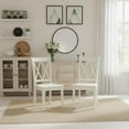 thumbnail image 3 of FurniFact Linen White Dining Chair, Wooden Seat, Double X-Back, Set of 2, Solid Wood, 3 of 5