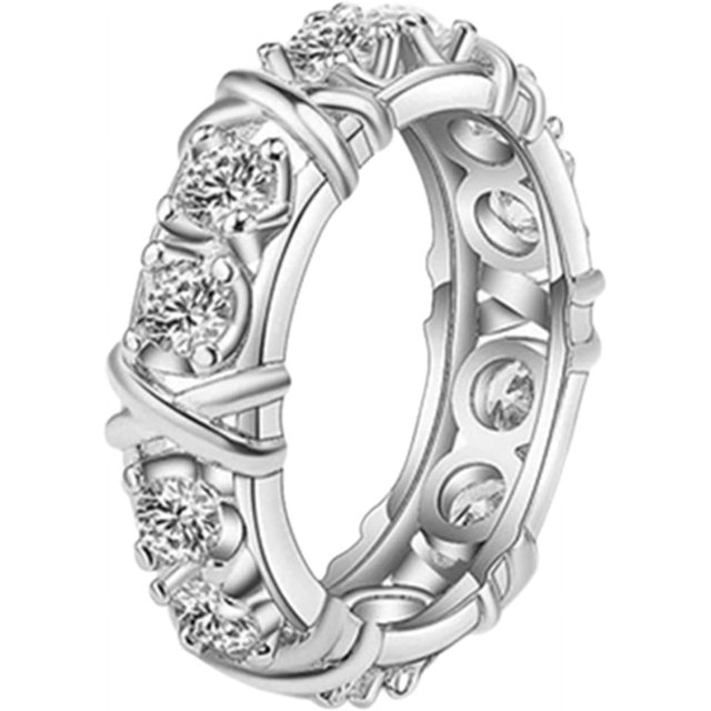 AKYUSGFL Fashion Rings for Women Synthetic Diamond Studded Zirconia Inlaid Rings Wedding Engagement Rings Jewelry Accessory Gifts