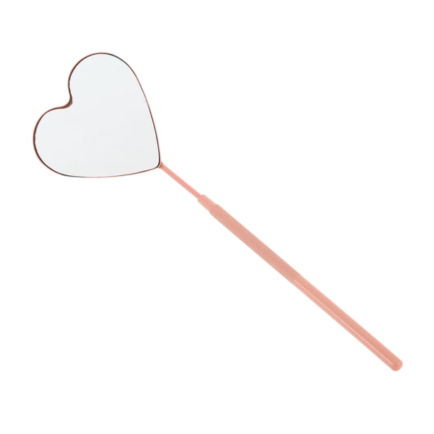 Unique Bargains 1 Pc Espejo de Pestañas con Patrón de Corazón de Acero Inoxidable Rosa Claro