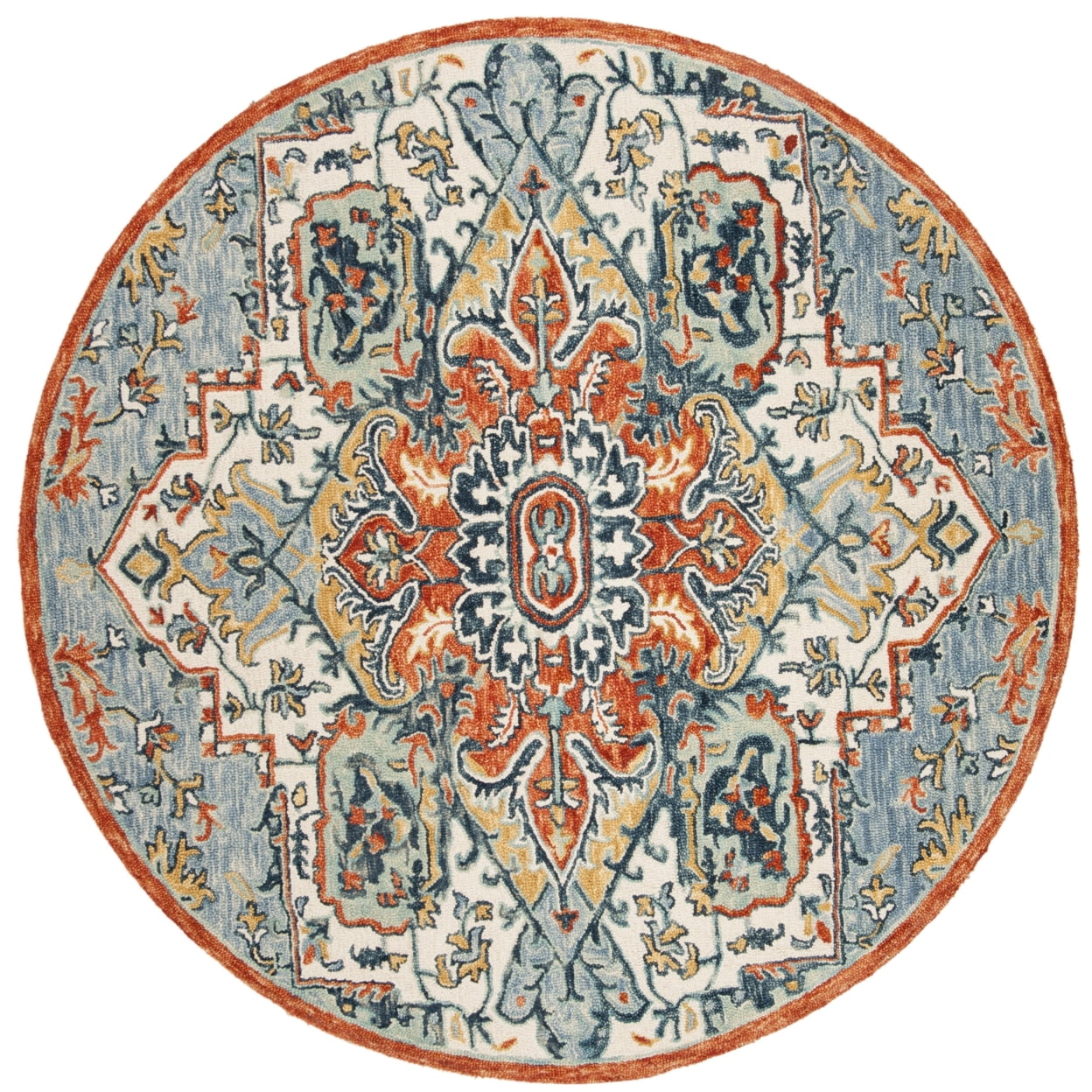SAFAVIEH Aspen Caroline Floral Runner Rug, Blue/Rust, 2'3" x 15'