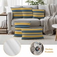 thumbnail image 6 of Yellow Blue Striped Outdoor Waterproof Pillow Covers, Farmhouse Vintage Stripe Decorative Square Throw Pillowcase Sofa Cushion Sham for Patio/Couch/Chair, 20"x20" 2 Pack, 6 of 8