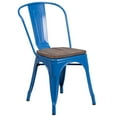 thumbnail image 2 of Merrick Lane Blue Metal Dining Chair With Curved Vertical Slatted Back And Textured Wooden Seat, 2 of 7