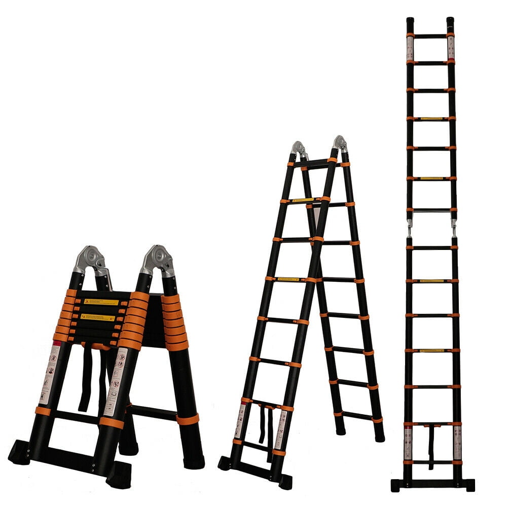 16.5Ft/14.5Ft/12.5ft Aluminum Telescoping Ladder, NonSlip Folding