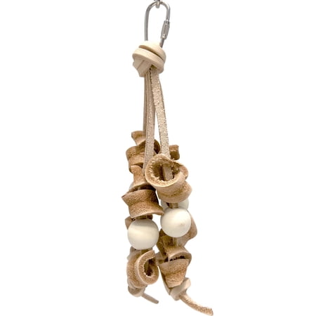 1067 Mini Leather Twisty Spider - Handcrafted Natural Leather Hanging Bird Cage Toy