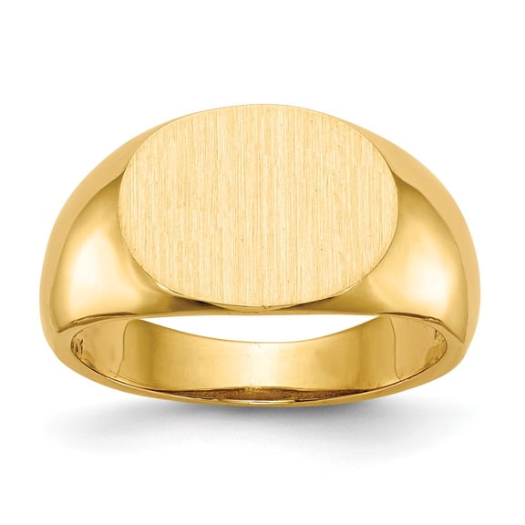 14K Yellow Gold Ring Band Signet 9.5x12.0mm Open Back