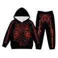 thumbnail image 4 of RUTAYY Boys Halloween 2 Piece Long Sleeve Hoodie and Sweatpants Set Skeleton Print with Pockets Festive Outfit Black, 4 of 5