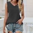 thumbnail image 2 of VSSSJ Women's Tank Tops Sleeveless Comfortable Loose Summer Round Neck Eyelet Pullover T-Shirts Solid Color Basic Versatile Casual Vacation Breathable Vest Black XL, 2 of 5