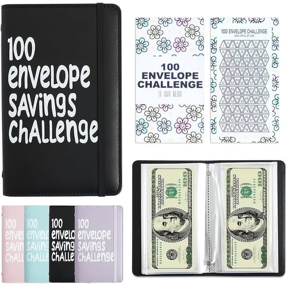 Archivador para ahorrar dinero APMFHO con 100 sobres de PU cuero, 18 x 11 cm