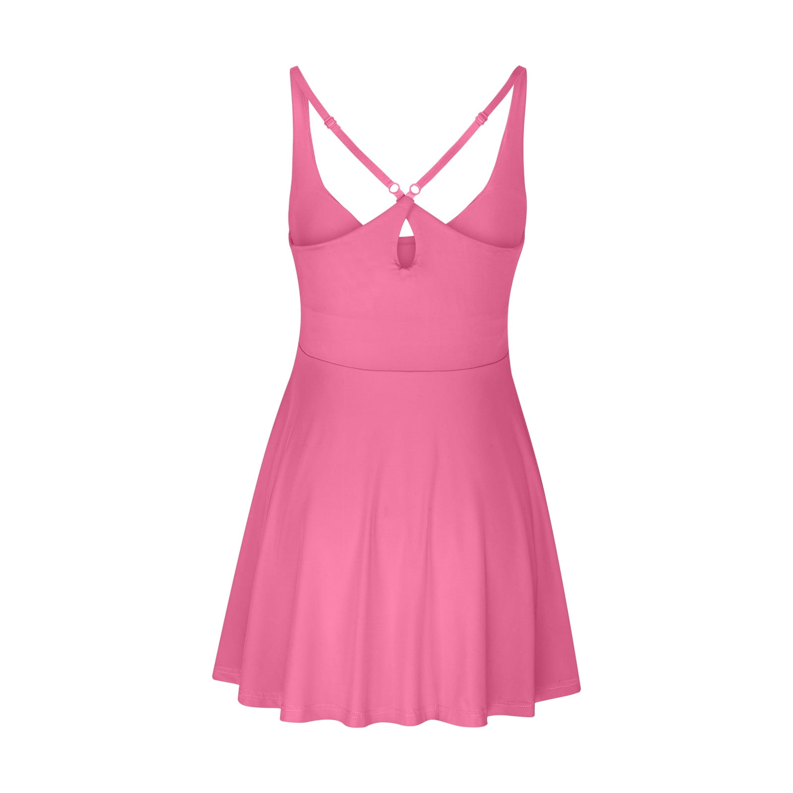 CFLVAEK Womens Tennis Dresses Summer Casual Criss Cross Back Workout Dress Adjustable Straps Tank Dress Athletic A Line Dress Sporty Scoop Neck Mini Dresses Built in Shorts and Bra