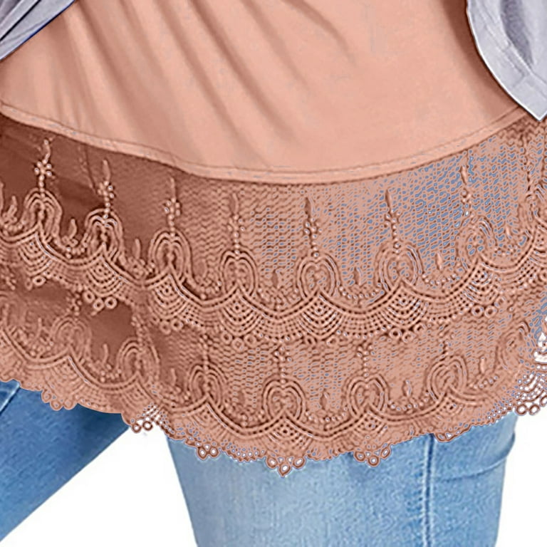 2Pcs Lace Shirt Extender for Women Plus Size, Adjustable Layering  Half-Length Skirt Fake Top Lower Sweep 