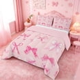 thumbnail image 2 of meiyoeat Cute Coquette Bow Full Size Comforter Sets For Girls Kids,Pink Ribbon Bowtie Bedding Comforter Set For Bowknot Lovers,Pink Reversible,3-Piece, 2 of 7