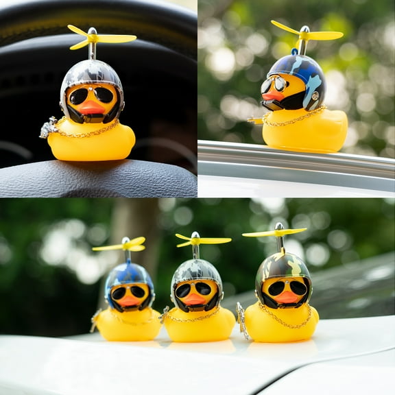GROBRO7 Rubber Duck Toy with Propeller Helmet, Cute Yellow Decorations, 3 Pack