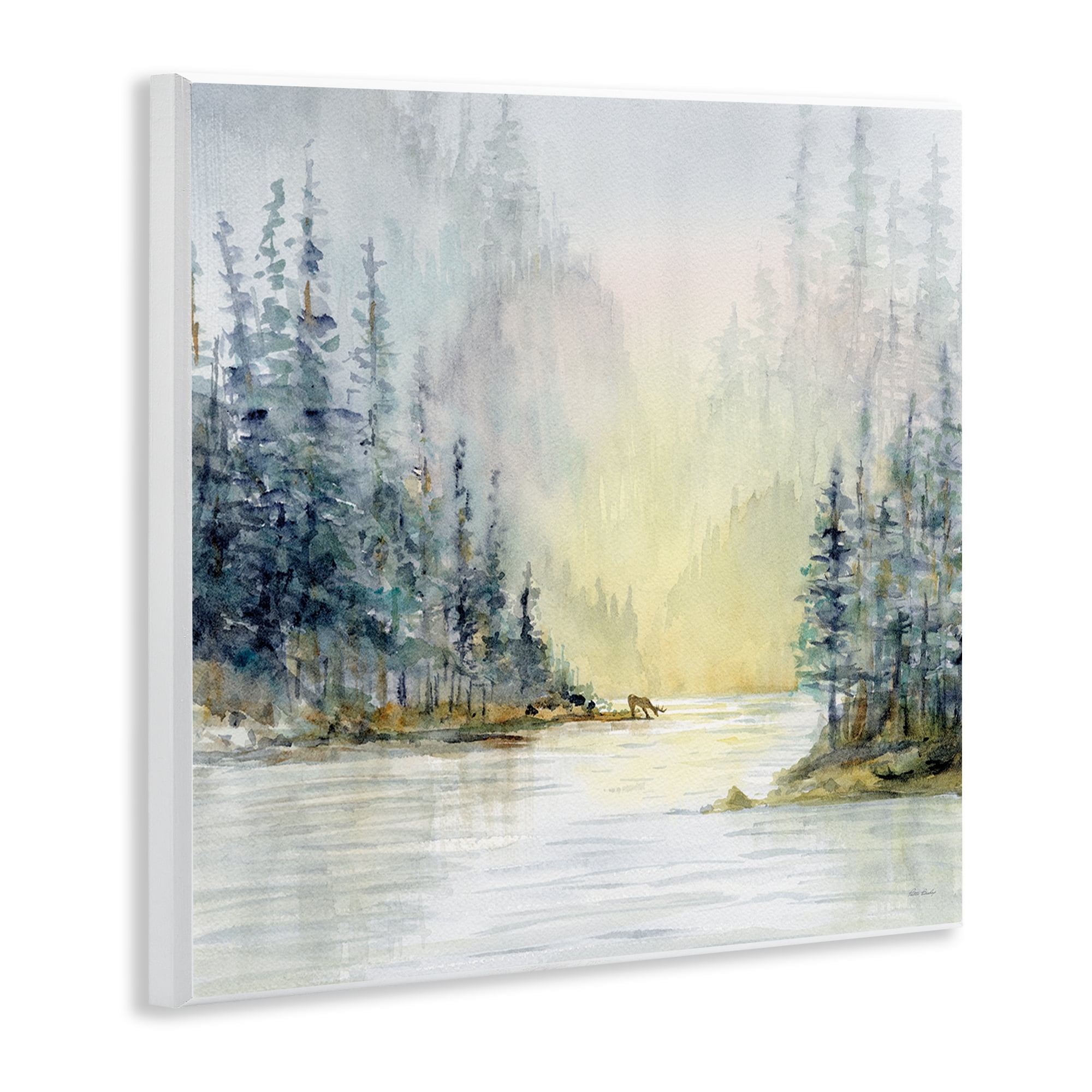Stupell Industries Woodland Lake Scene Landscape & Nature Painting Unframed Art Print Wall Art, 12 x 12