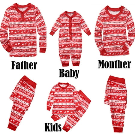 XIAXAIXU Christmas Family Matching Santa Pajamas Set Women Kid Sleepwear Nightwear