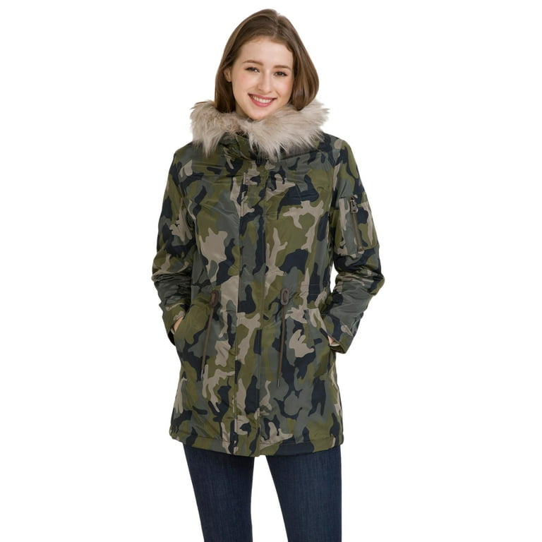 bossini Selection Womens Camo Print Tunic Hooded Padded Jacket XS Ztay Warm Round Neck Undertee S Black Walmart