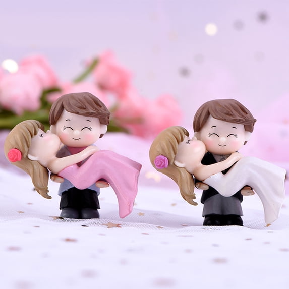 opvise Sweet Couple Bride Groom Model Miniature Landscape Wedding Decorative Ornament
