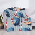 thumbnail image 3 of Yiaed Beacon In The Huge Waves Of The Surf Print Blanket Throw Blanket Soft Cozy Flannel Blanket for Home Bed Sofa Couch Chair-80"x60", 3 of 6