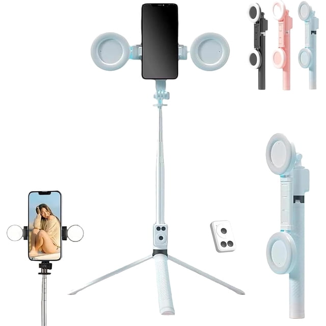 Yoyoway Tripod with Light, Yoyoway Selfie Stick Tripod with Lights 67 Inches, 6 in 1 Phone Selfie Stick Tripod with Fill Light, Extendable Stand 360 Rotation, with Detachable Wireless Remote