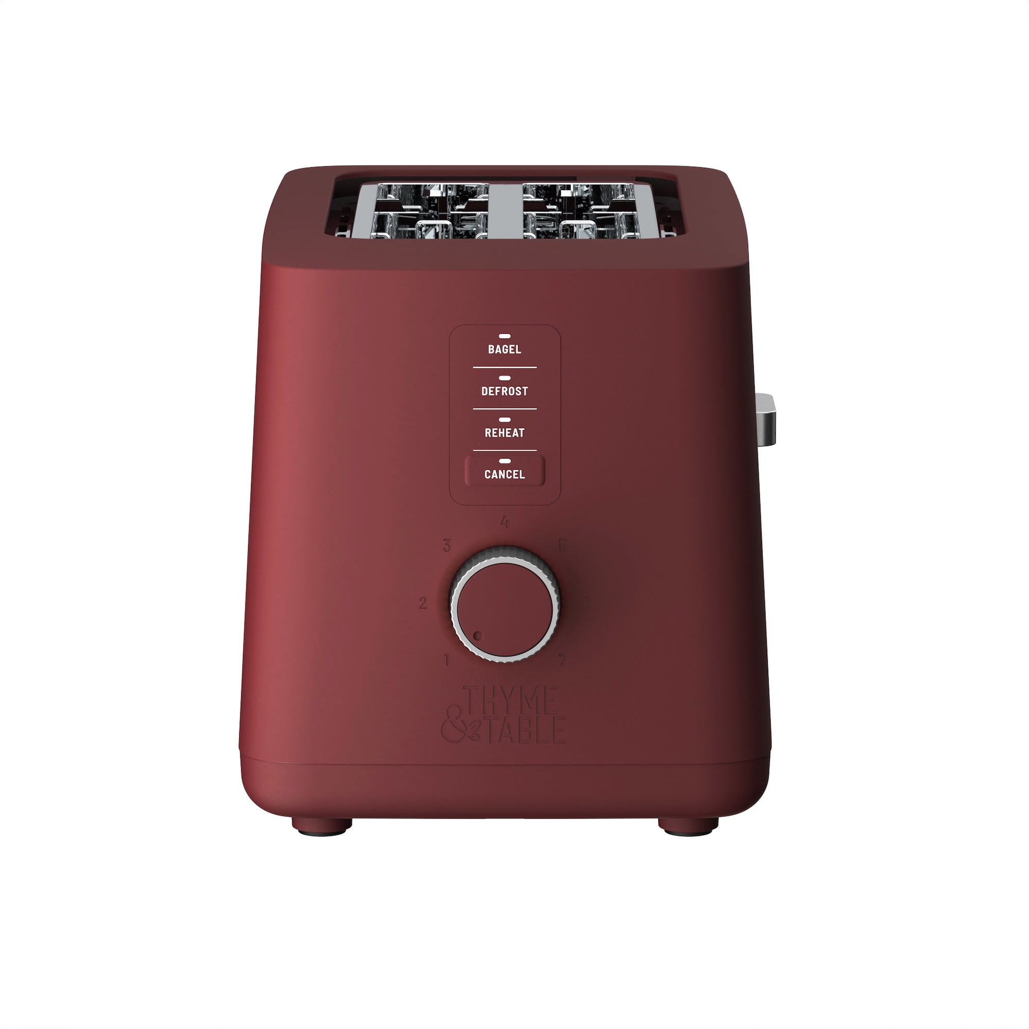 Thyme & Table 2-Slice Toaster, Extra-Wide Slots with Removable Crumb Tray, Cabernet Red
