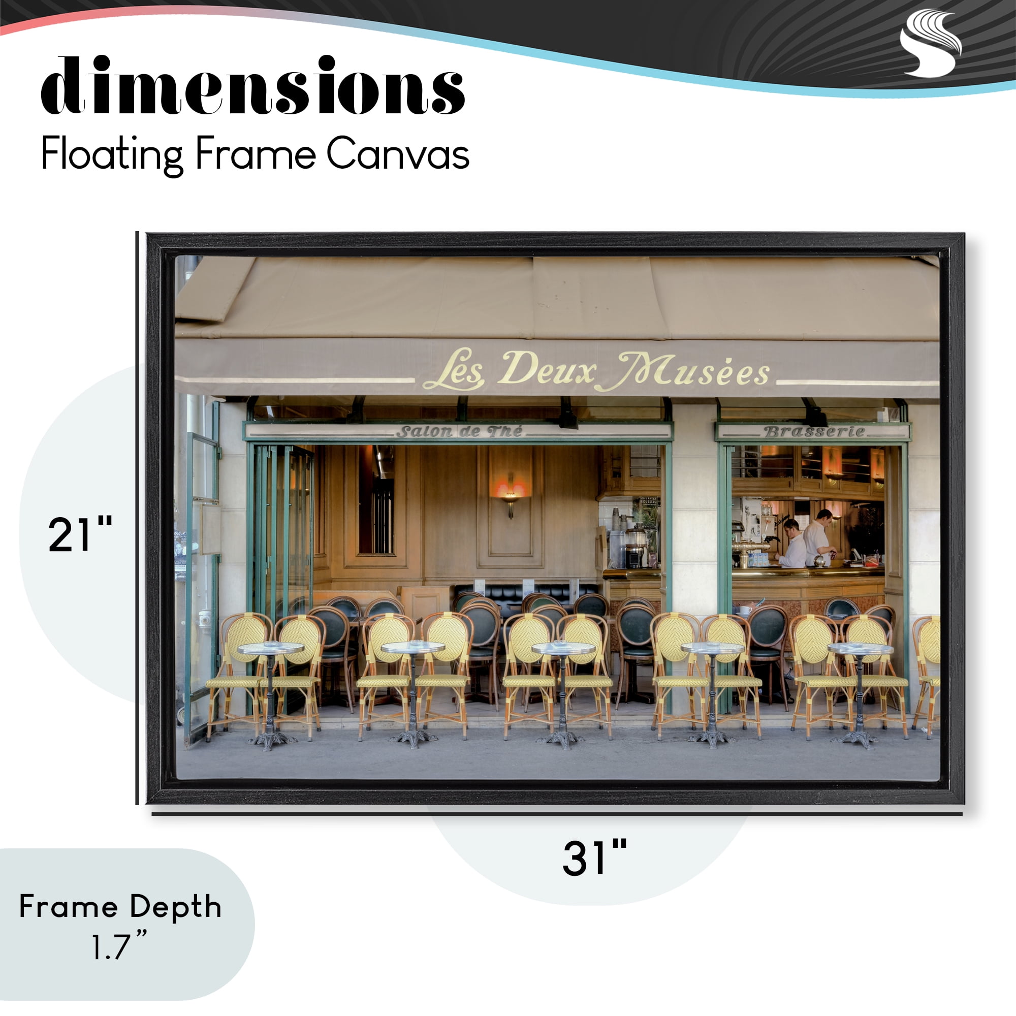 Stupell Industries Parisian Outdoor Seating Cafe Black Framed Floater Canvas Wall Art, design by Alan Blaustein