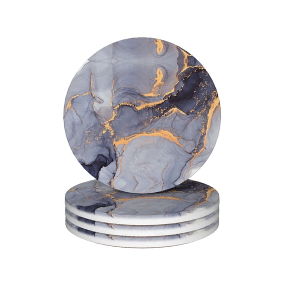 Purple Marble Drink Coasters,Modern Swirl Mug Coaster Mat Set 4 for Coffee Table Home Living Room Decor
