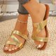 thumbnail image 4 of Mujeres Zapatos de Caminar Estilo Crisscross Correa de Tobillo Sandalias Planas, Correa de Tobillo Pisos Más Tamaño Redondo Pie Abierto Pie de la Playa Zapatos de Verano, 4 of 9