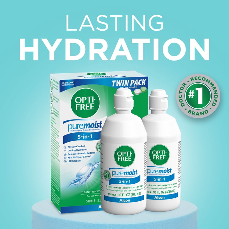 2 pack) Opti-Free Puremoist Multi-purpose Contact Lens Solution