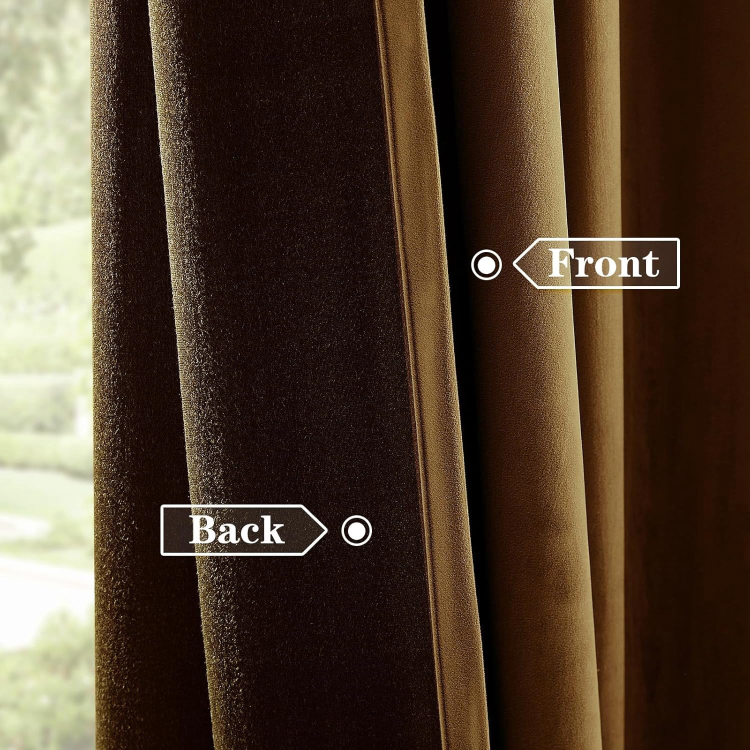 Nalqet 40*96 inch 2 Panels Pinch Pleated Velvet Curtains for Home, Blackout Heat Blocking Window Curtains with Hooks for Bedroom,Living room,Office,Gold Brown