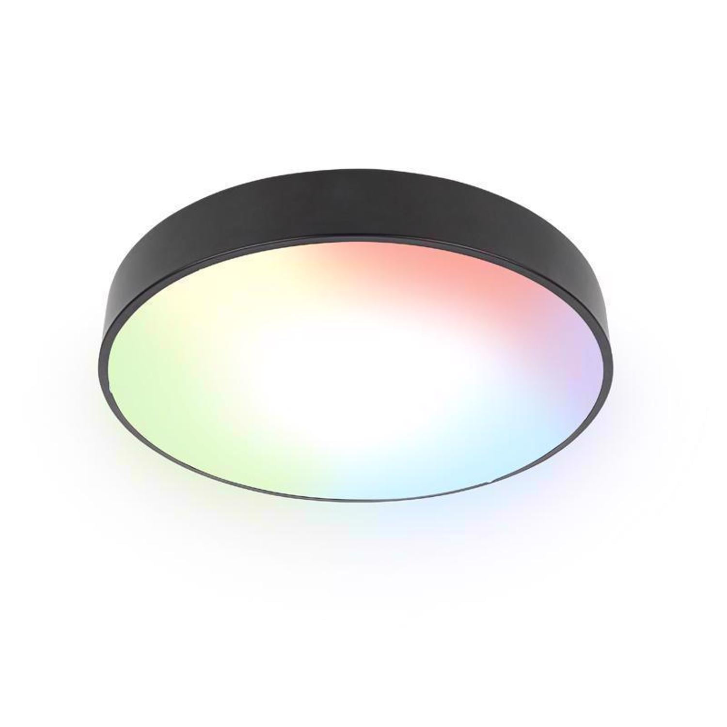 Feit Smart 15 inch Round Smart Fluch Mount Ceiling Light Fixture, Matte Black