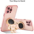 thumbnail image 3 of for iPhone 13 Pro Case Cute 6D Astronaut Case with Stand Function Luxury Plating Case Cover Slim Fit Soft TPU Shockproof Bumper Protective Electroplated Case for Girls Boys,6.1 inch,Pink, 3 of 12
