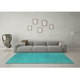 thumbnail image 3 of Ahgly Company Machine Washable Indoor Square Oriental Turquoise Blue Industrial Area Rugs, 3' Square, 3 of 4