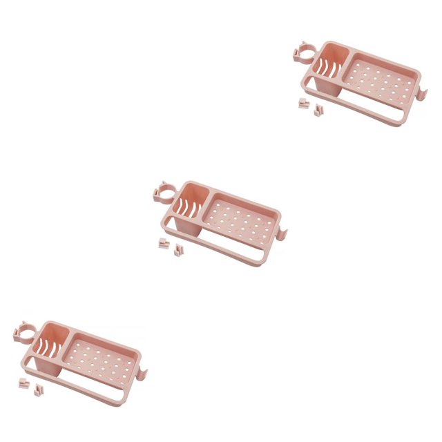 Injueey Estante de drenaje Estante de almacenamiento desmontable Organizador de plástico ajustable para cocina de baño, rosa Rosado 3piezas Injueey CBP167068