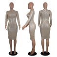 thumbnail image 2 of Goodwill Woman Stretch Sexu Dress with sequins Long Sleeve Midi Dress For Party Vacation, 2 of 7