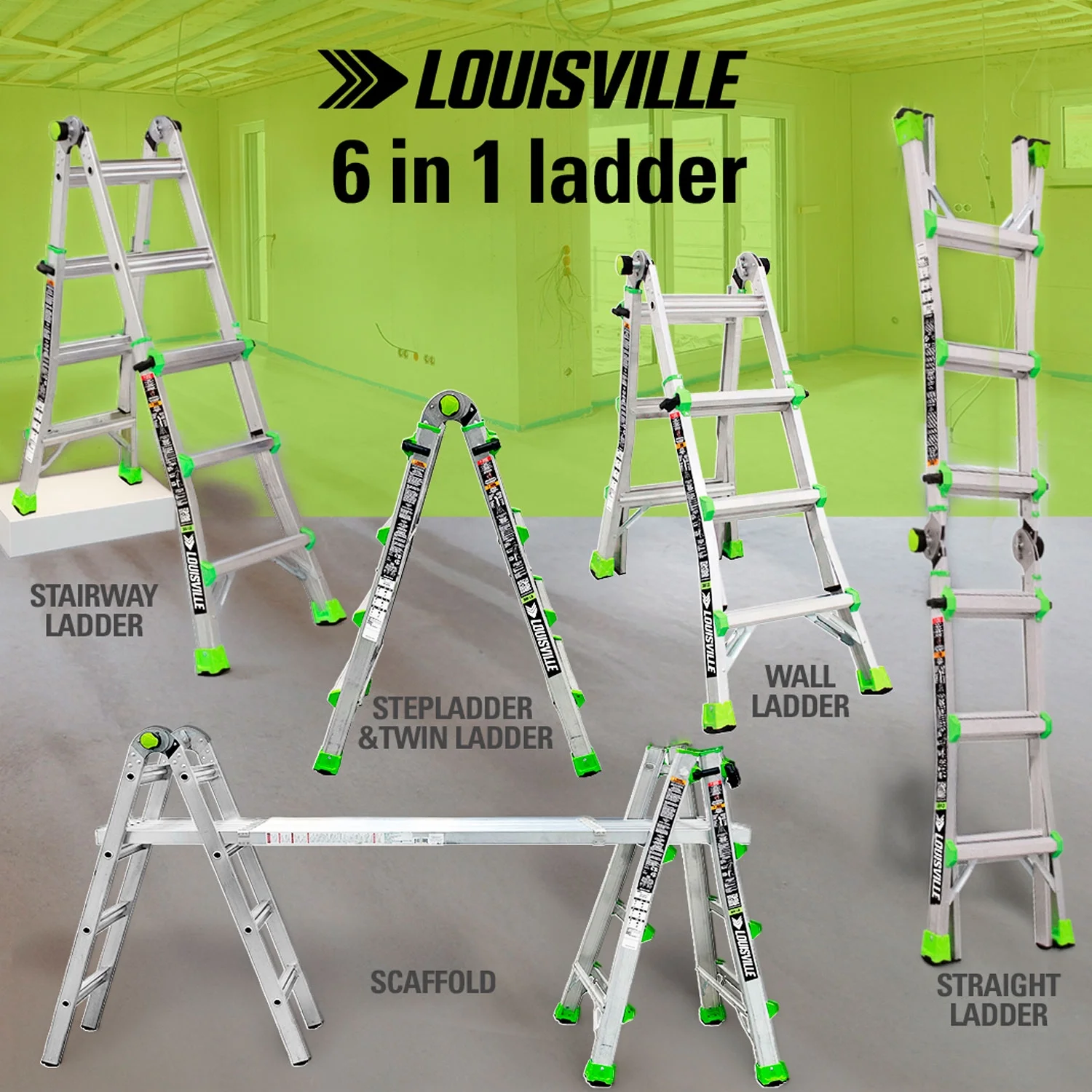 Louisville 14 ft Reach Multipurpose Aluminum Ladder, Type IA, 300 lb Capacity