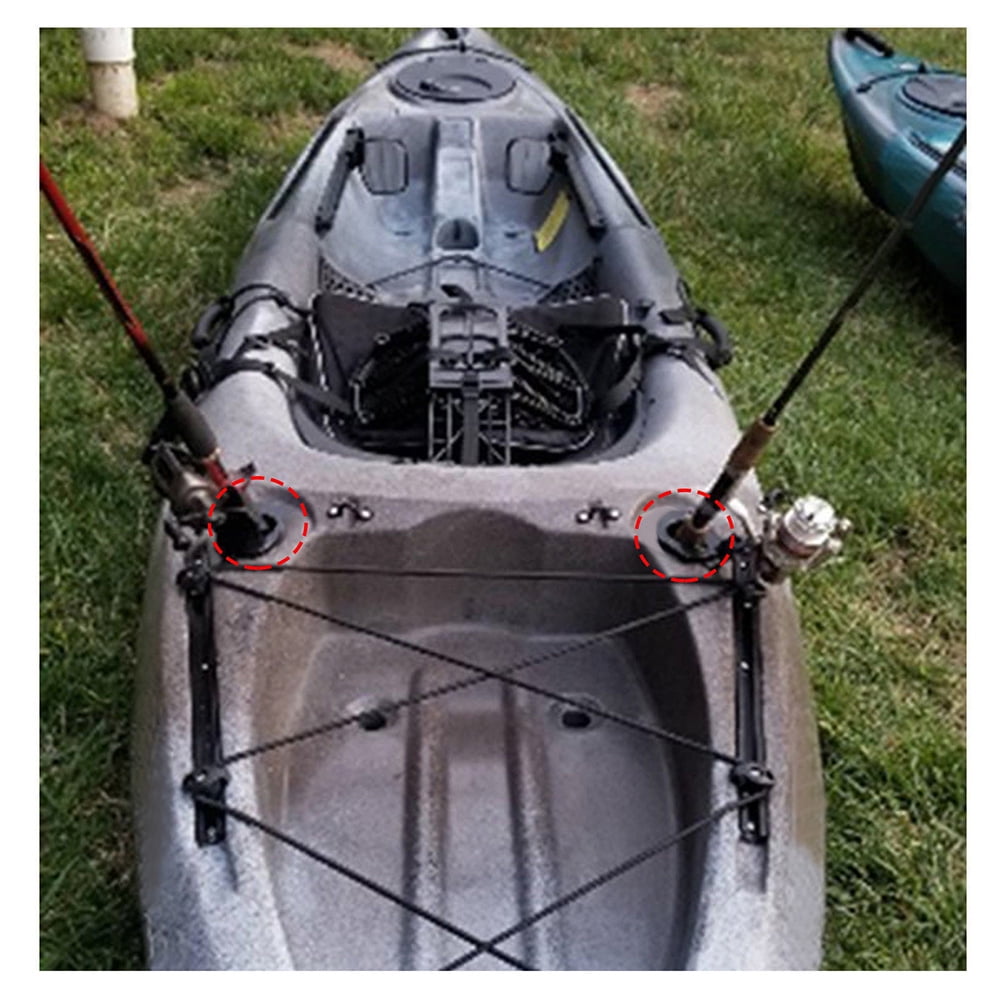 Kayak Boat Fishing 3-Pole Rod Rack 2pcs Flush Mount Rod Holder with Cap 