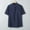 Navy, variant on Men's Short Sleeve Shirt, Casual Stand Up Collar Button Down Pocket Shirt, Breathable Polyester Regular Fit for Daily Wear