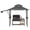 Grey, variant on 8x5 Ft Grill Gazebo with Side Awning - Double-Tier BBQ Canopy with 2 Side Shelves, 4 LED Lights, 10 Hooks & Bottle Opener for Patio, Backyard & Garden, Khaki